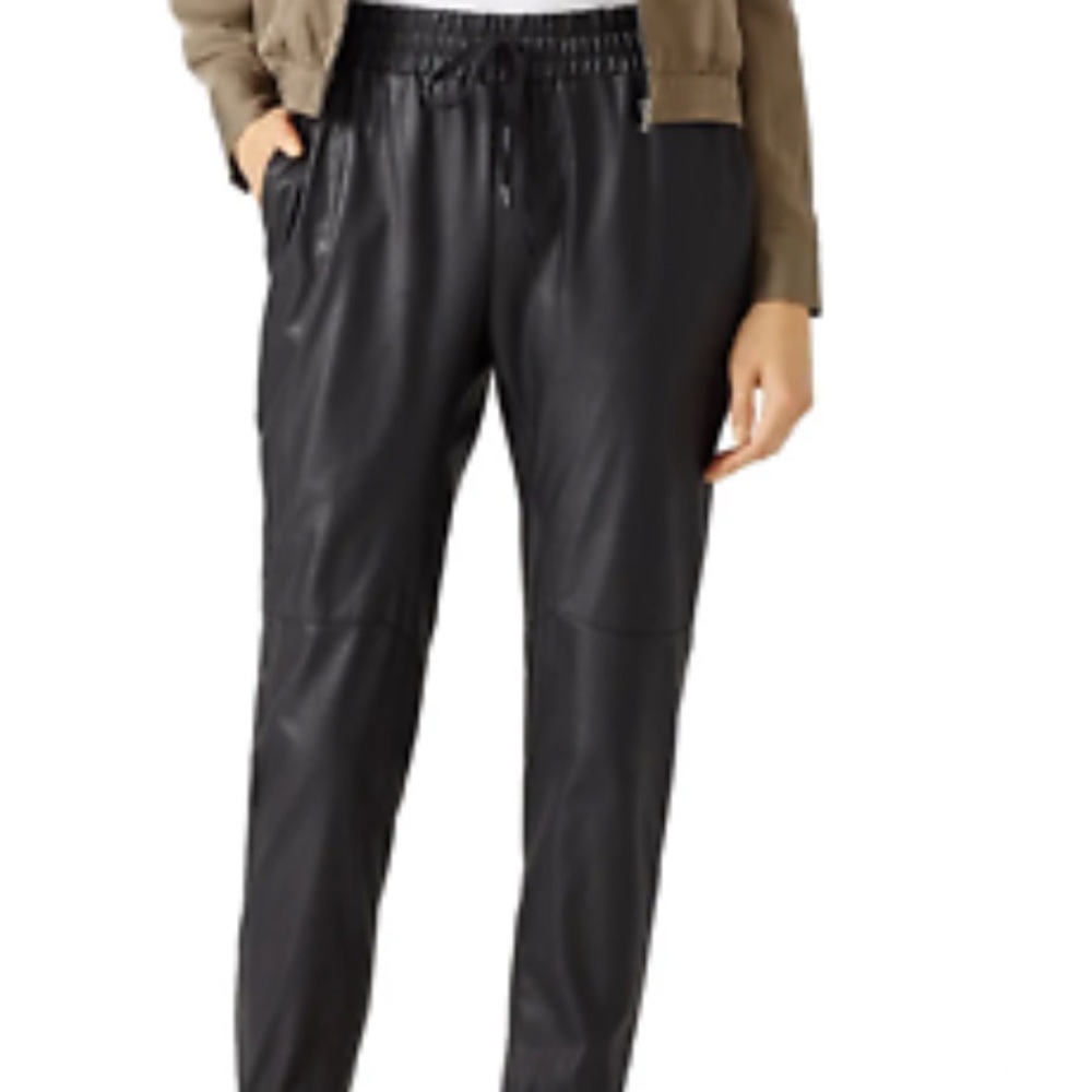 Rebecca Taylor Black Track Pants with Subtle Texture and Full Length